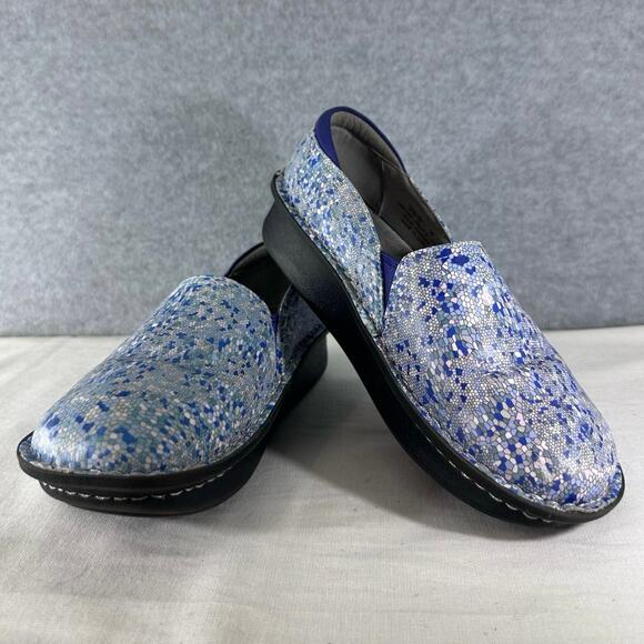 Alegria Women’s sz 36 Debra Quarry DEB-7813 Geometric Blue Nursing Shoe Clog - Picture 1 of 10